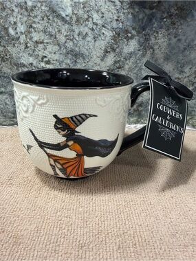 Cobwebs & Cauldrons Halloween Witch Mug | NWT Embossed Ceramic Coffee Cup